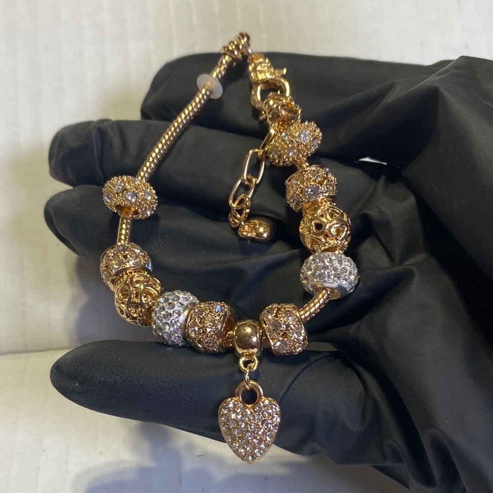 Beautiful Gold and Silver Heart Charm Bracelet